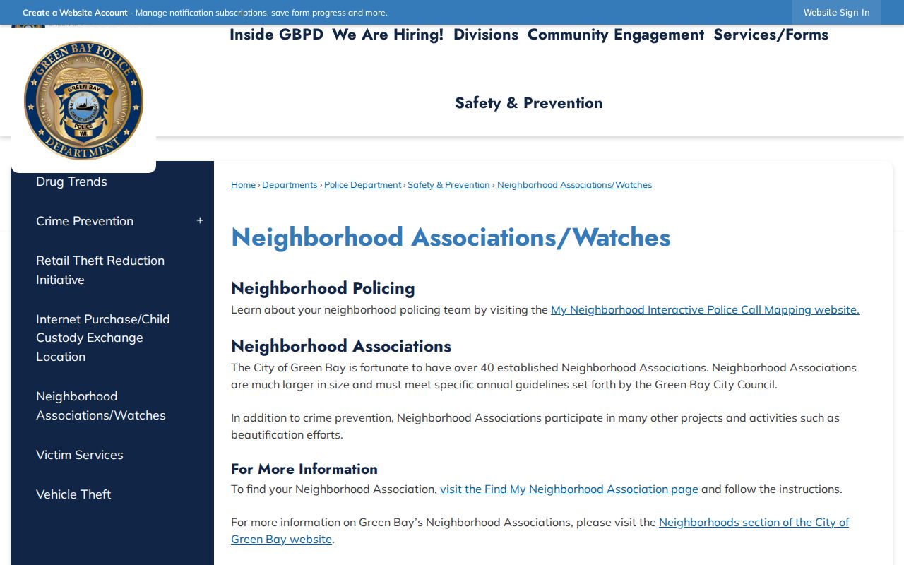 Green Bay neighbors and neighborhood associations page