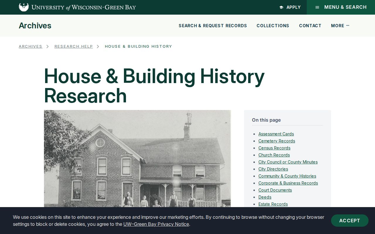 Green Bay previous residents house history research guide