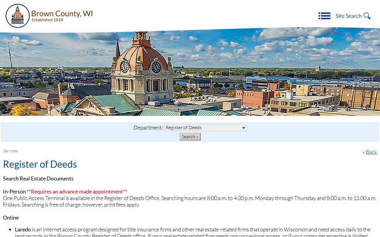Brown County Register of Deeds online land-record access options
